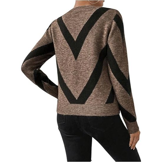 Women's Color Block Geometric Striped Sweaters
